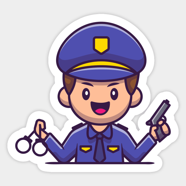 Police With Handcuff And Gun Sticker by Catalyst Labs